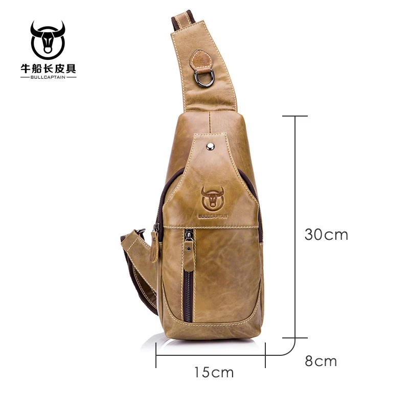 Messenger Bag For Men Leather Shoulder Bag Backpack with Headphone Hole Outdoor Chest Bag for Phone