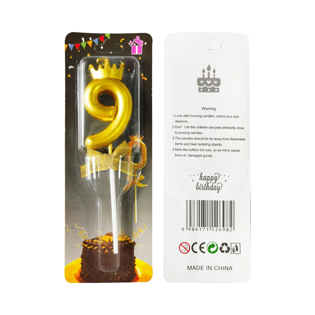New glitter golden Bow Crown Shape Digital 0-9 Party custom extra tall 20 mermaid sparkling happy birthday number cake candles