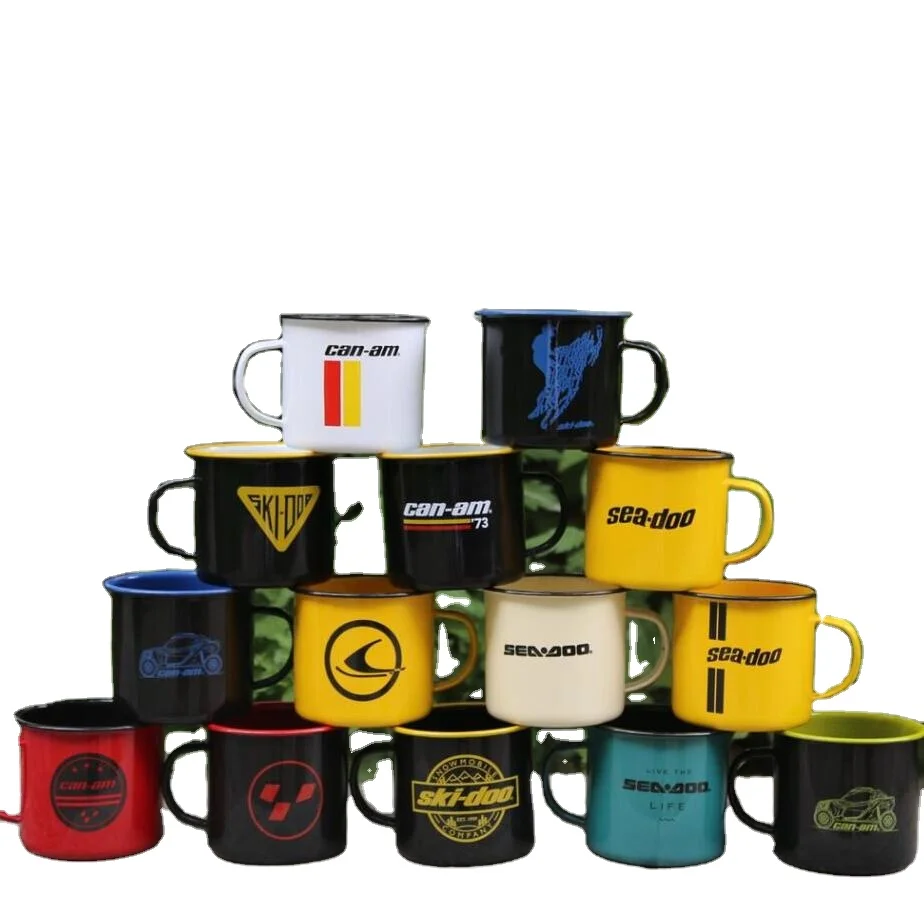 white 18 oz enamel mug with speckle