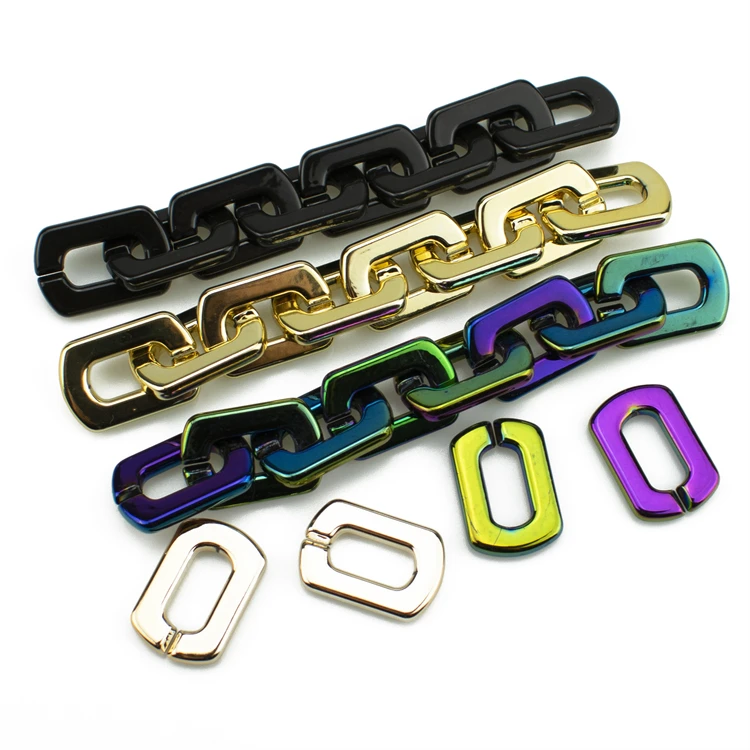 Acrylic Link Chain Keychains For Necklace Bracelet Making,20*30mm Electroplated Plastic Chain Links for bag straps handle