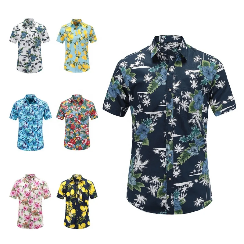 Быстросохнущая пляжная рубашка с короткими рукавами Гавайские повседневные рубашки с цветочными лацканами для мальчиков