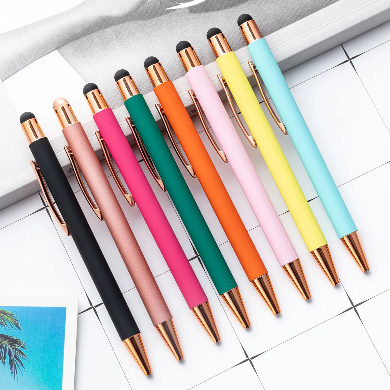 Customized Logo Metal Ballpoint Pen Promotional New Multifunction Ball Stylus Soft Touch YJEL908058