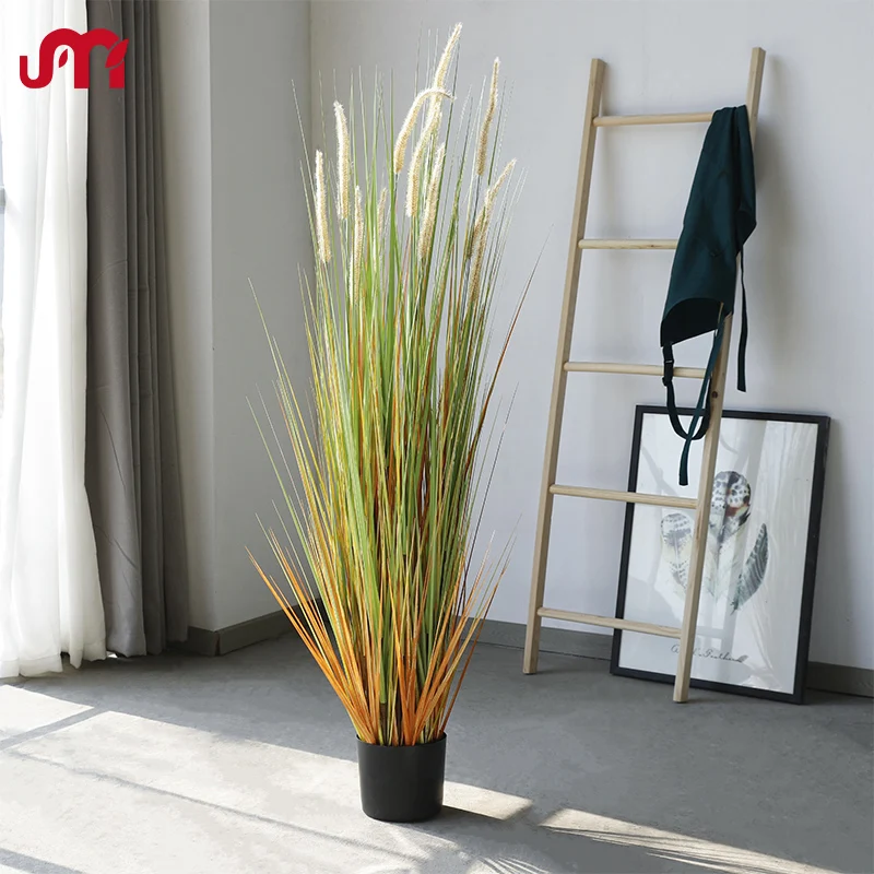 
125cm 9 heads dogtail grass in black pot pvc artificial plant plastic tree 