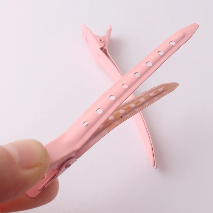 Модная металлическая заколка-крокодил розового цвета с отверстиями для волос, аксессуары для волос, Оптовая продажа