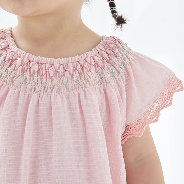 Baby  Dress Girl  Skirt Summer Kid  dress  smocked  embroidery  flare sleeve Princess Dress Clothes