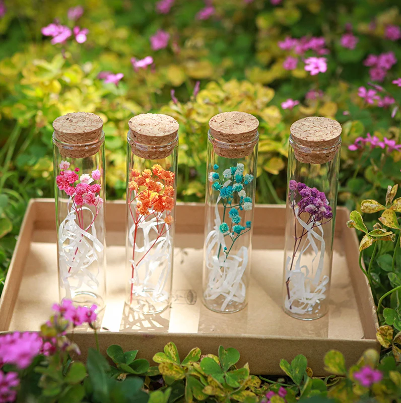 Wholesale Customized Holiday Gift Table Decoration Natural Real Drid Flowers in Glass Tube