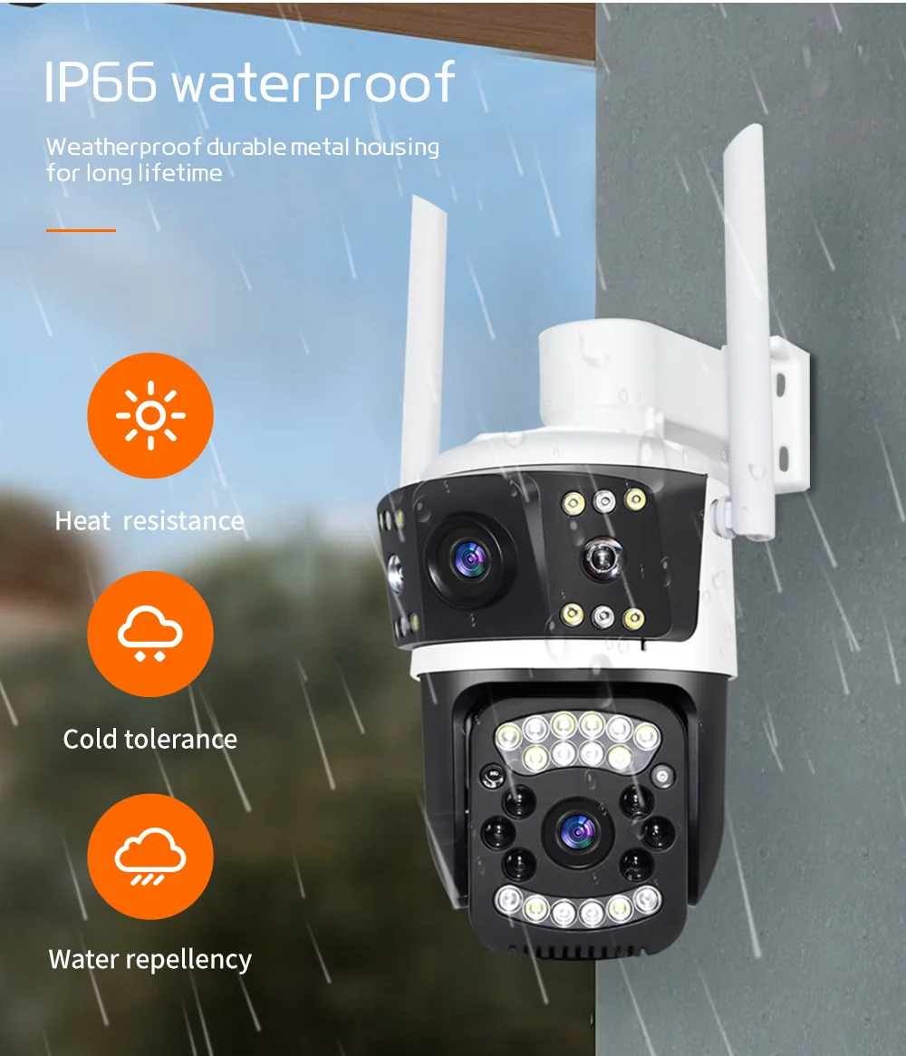 3 Lens Network PTZ Security Camera 6 Megapixel High Definition WiFi Connectivity  use for Outdoor Home