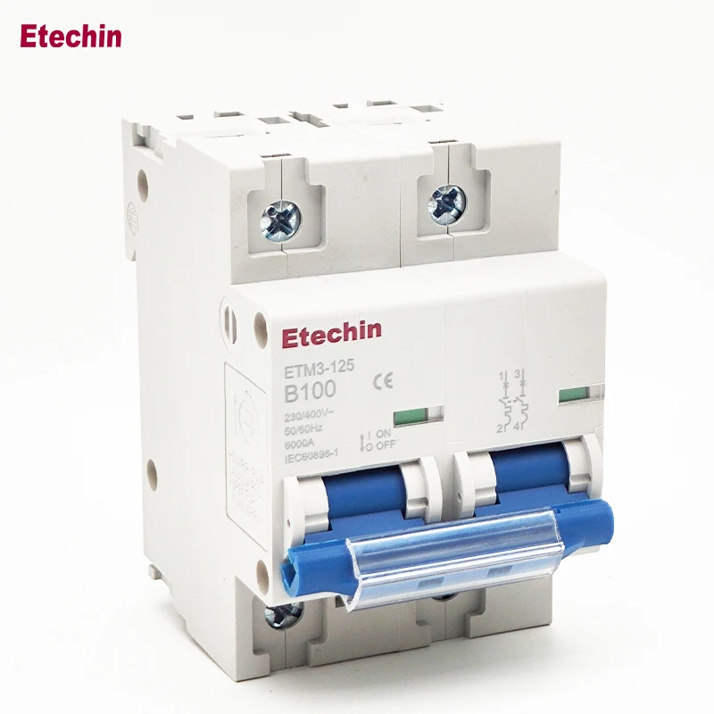 Этечин 2P 80A 100A 125A DC MCB 600V Автоматический выключатель для PV системы C кривой главный батареи
