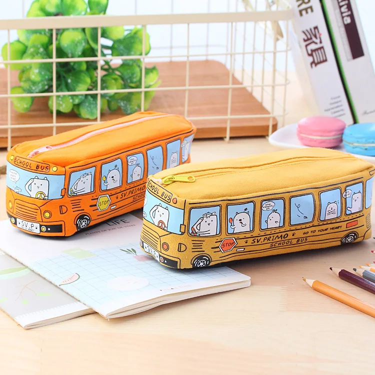 Large capacity creative stationery car bus pen bags