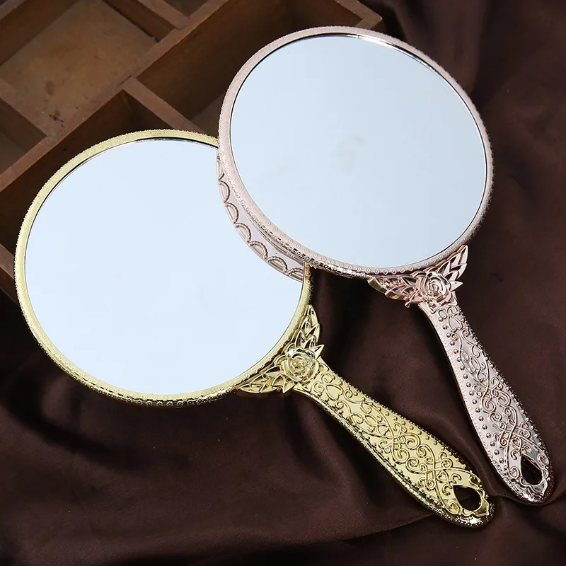 Custom Logo Promotional Business Gift Portable Handle Mirror Pocket Metal Makeup Mirror