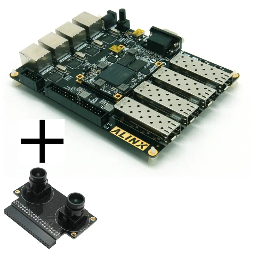 
XILINX Artix-7 FPGA Development Board A7 XC7A100T 4 Ethernet 4 SFP ALINX Brand (FPGA Development Kit + Dual Lens Camera Module) 