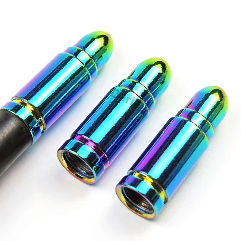 Multi Rainbow Color Bullet Tire Valve Stem Caps Metal Aluminum Alloy Tyre Wheel Air Dust Valve Caps Universal Car Tire caps