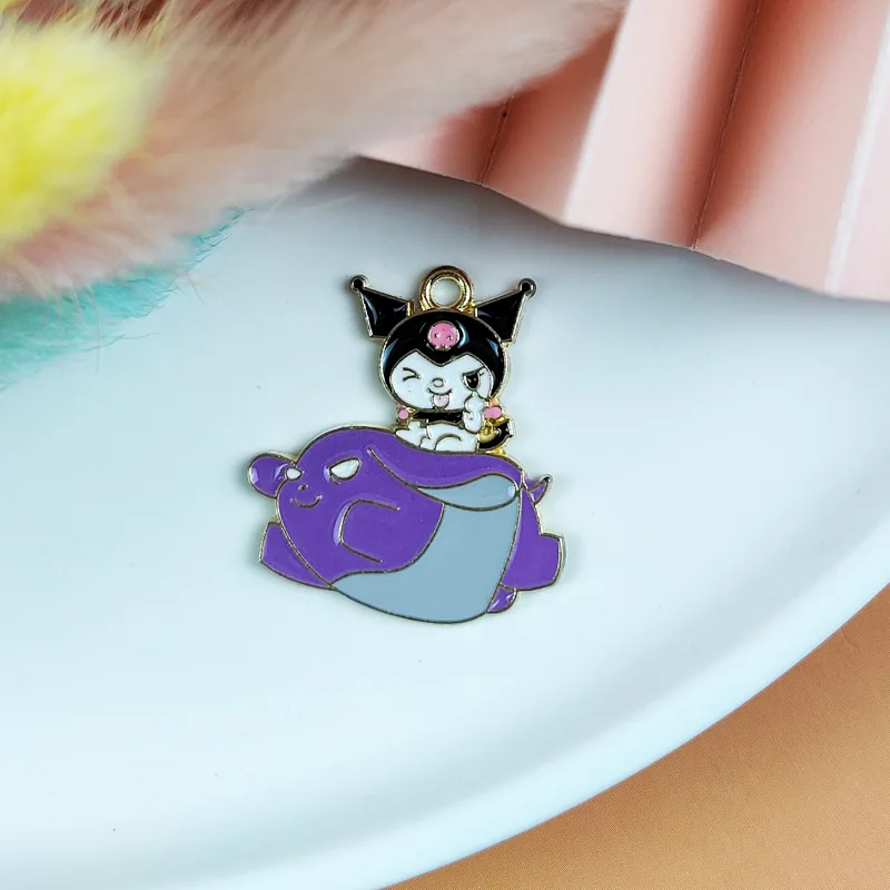New Cartoon Cute Devil Umbrella Kuromi Cat Cute Enamel Anime Charms Pendant girls for Jewelry Earring Necklace Making