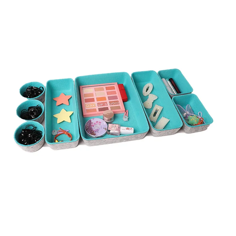 Felt Finishing Box Hot Pressed Into One 8-Piece Storage Box For Office Home Dual-color Storage Box