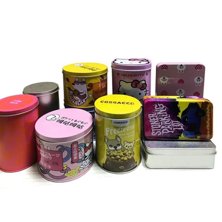 Custom Logo Printed Metal Candy Packaging Food Grade Round Shaped Tin Gift Box for Tea
