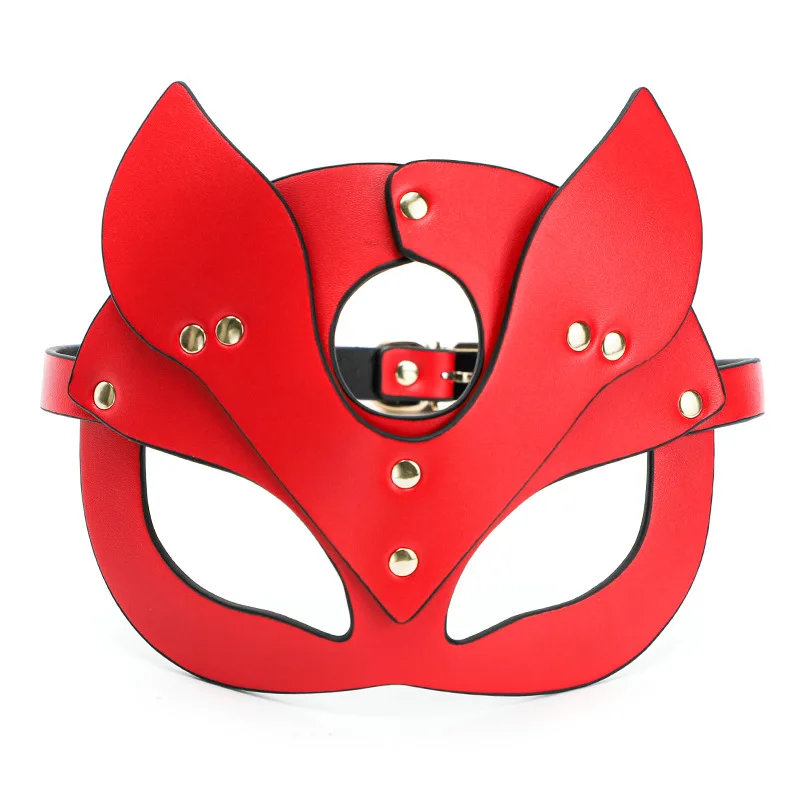 Women Leather Kitten Masquerade Cosplay Halloween Party Costume Props Cat Mask