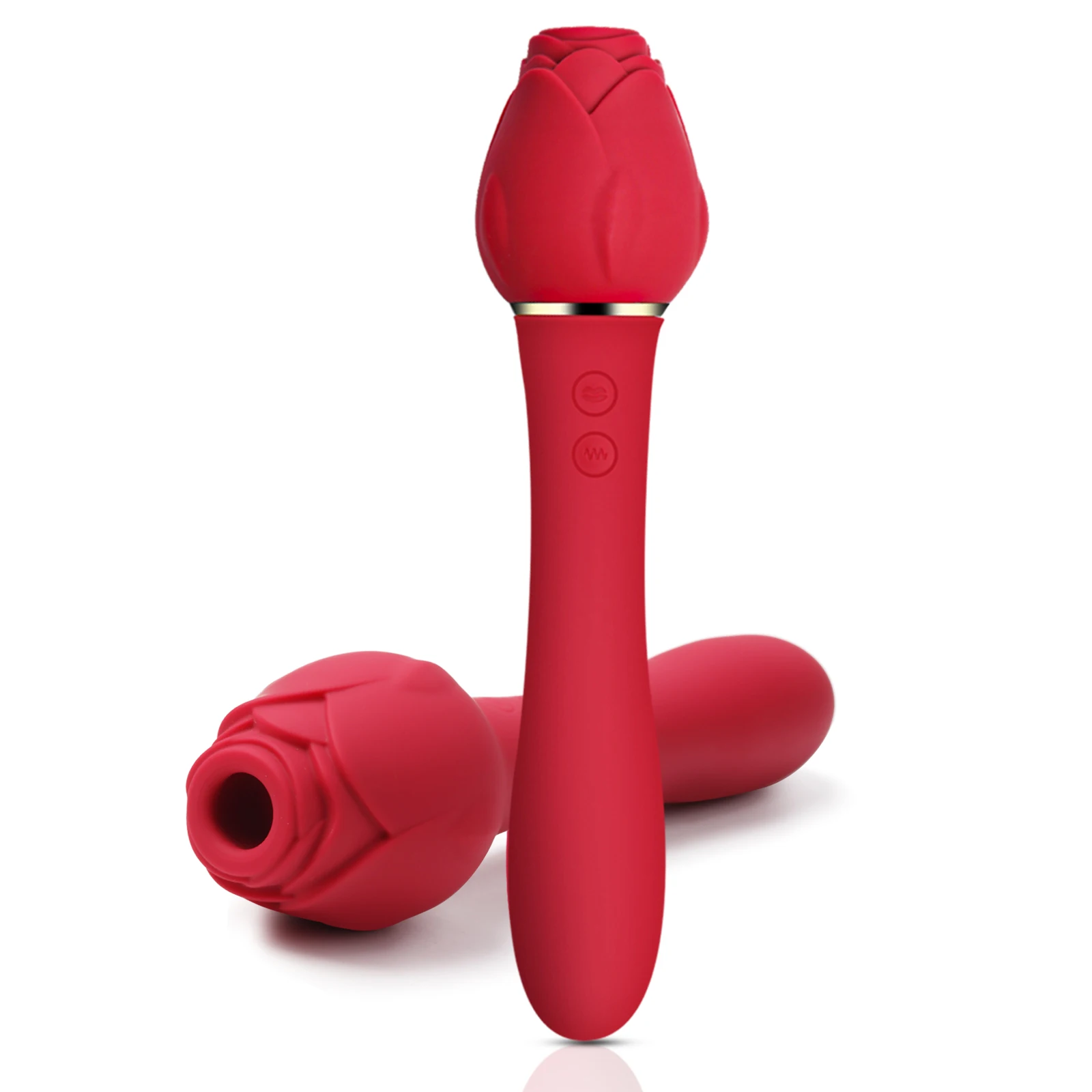 Wholesale 2 in 1 waterproof rose nipple clitoral sucking device vagina 10 frequency vibrating wand sex toys for women