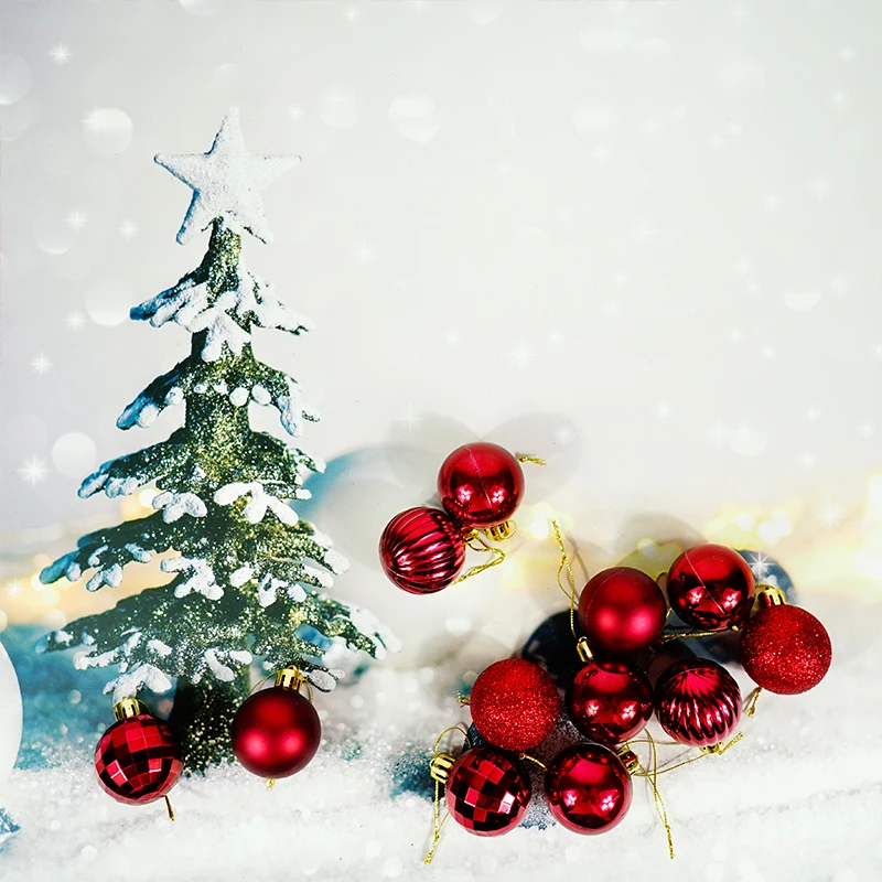 36Pcs Red Christmas Holiday Hanging Balls 5 Style for Xmas Tree Birthday Halloween Holiday Wedding Christmas