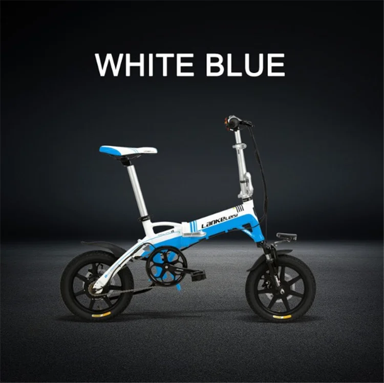 
LANKELEISI A6 14-inch portable folding electric bicycle 36v400w8.7ah lithium battery, level 5 electric moped 