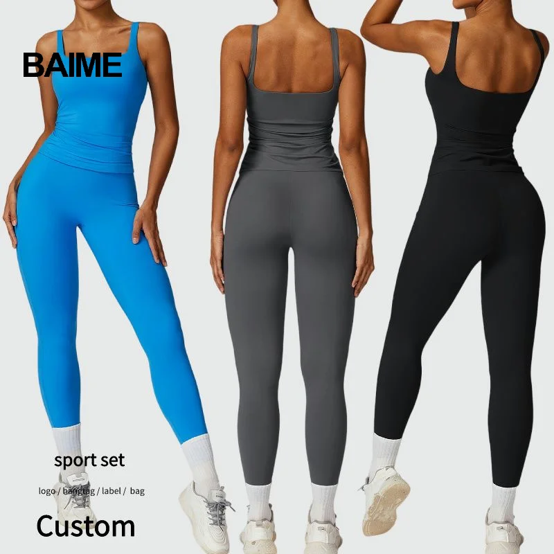 Custom Logo Workout Women Yoga Sets Sports Tank Crop Tops High Waist Women Yoga Shorts Summer Yoga Set Nylon Spandex