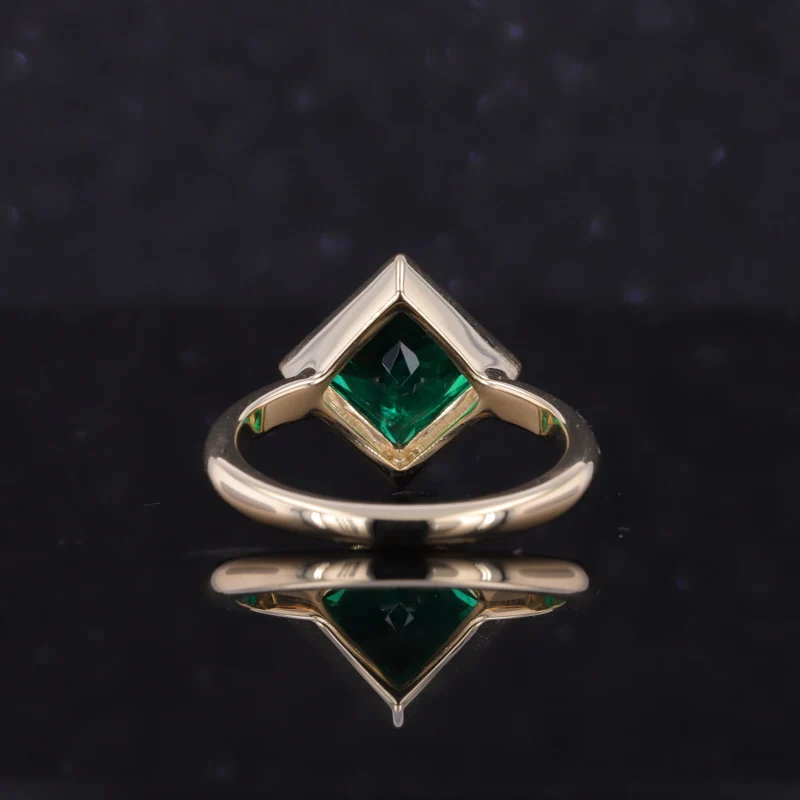 Fashion woman square cut columbia 10k 14k 18k gold fine jewelry Lab Grown Emerald Ring wedding ring
