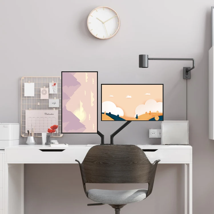 AUKI Aluminum Black Monitor Arm Dual 9 KG Weight Capacity VESA Mount Black Dual Monitor Arm Fits