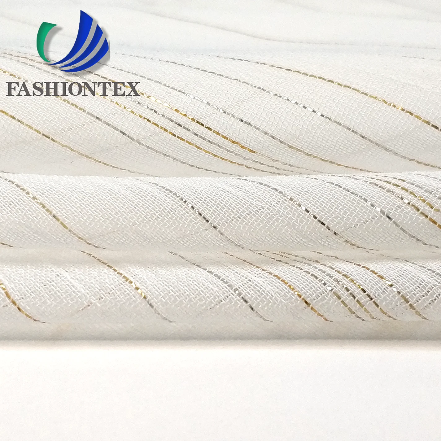 Fashiontex Silver And Gold Regular Lurex Crepe Chiffon Fabric 100% Polyester lurex stripe fabric