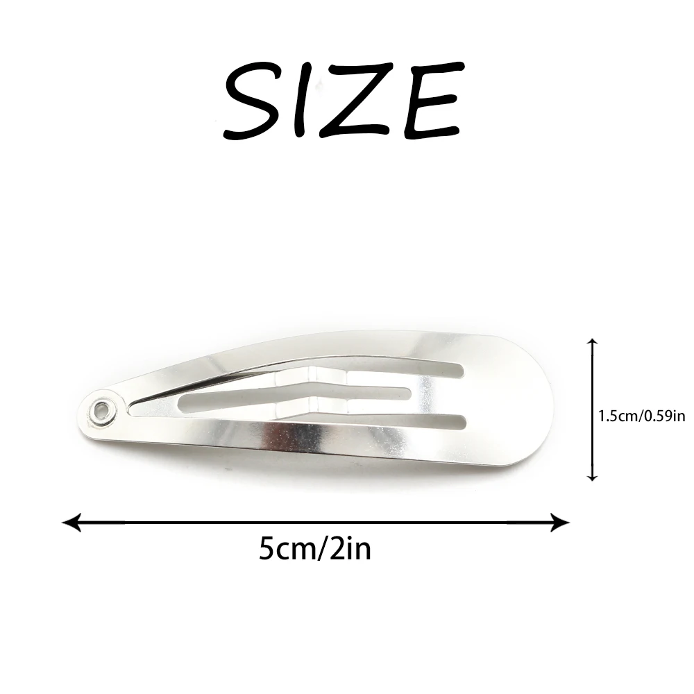 Lirong  Snap hair clips metal grips 5cm/2in basic hair accessories 12pcs (Silver)