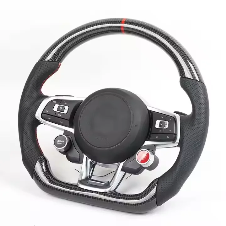 Custom Carbon fiber steering wheel with LED for vw mk6 mk7 GTI 6 GTI 7 R golf 6 golf 7style leather steering wheel