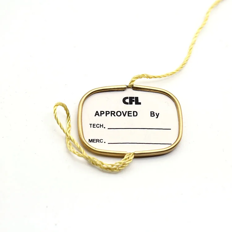 Custom wholesale string Aluminum shell hangtag  logo beads string rope for cargo hanging identification fasteners