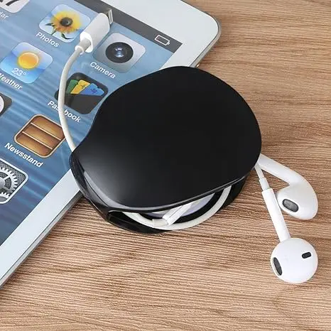 AUTOMATIC Retractable Cord Organizer for USB Cables, Headphone Cable, Data Charging Cable and Other Cords. No More Tangled Cords