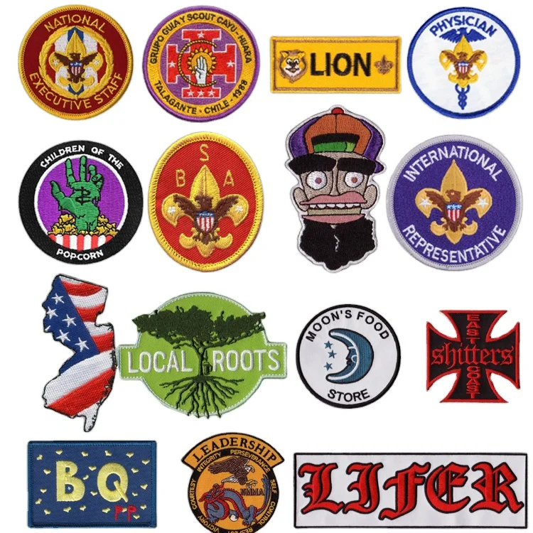 Wholesale Custom embroidered badge type twill fabric iron on embroidery patch Glow in the Dark Patches