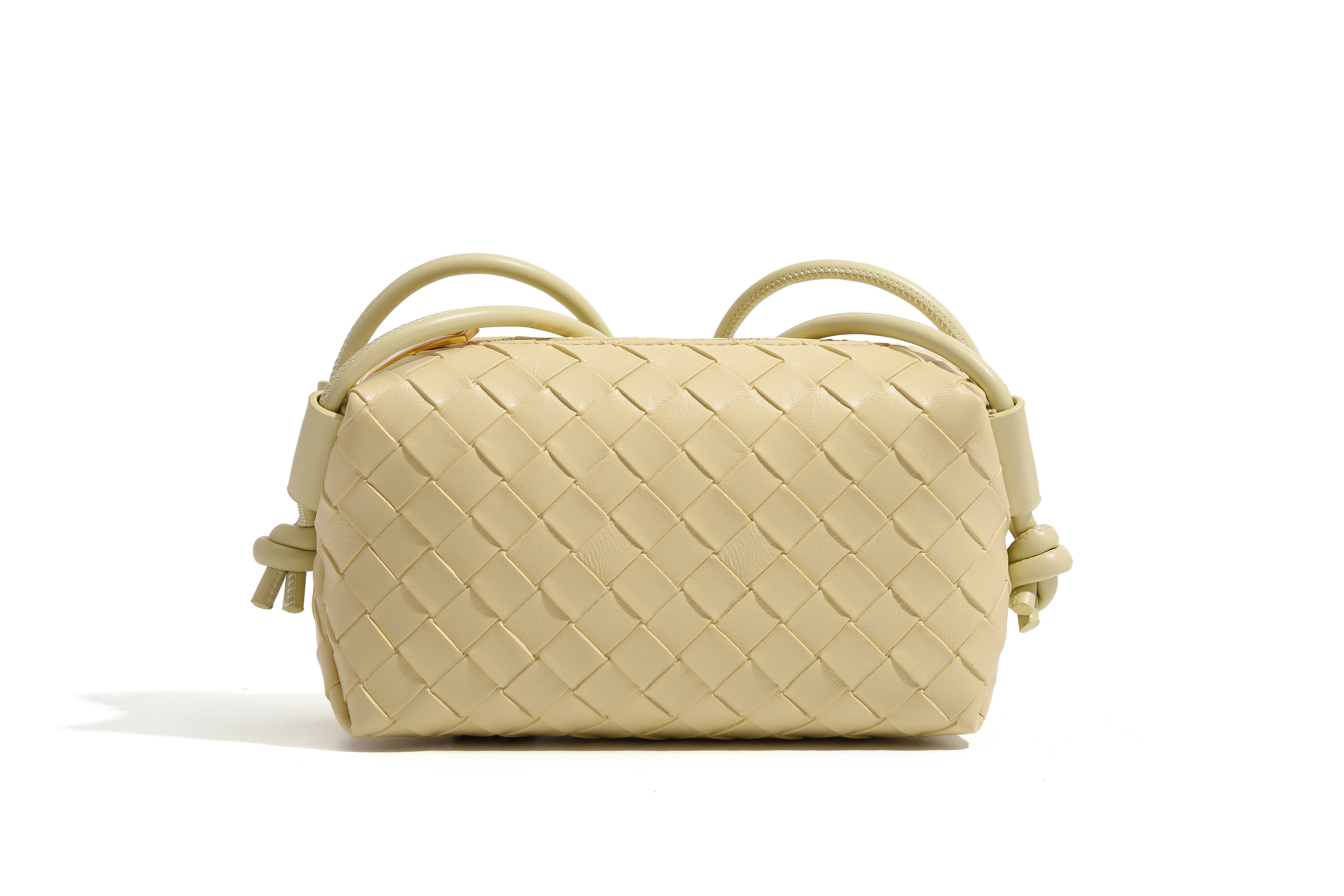 Latest fashion women pu leather woven pattern cross body hand bags for ladies string shoulder bags small camera  purse with loop