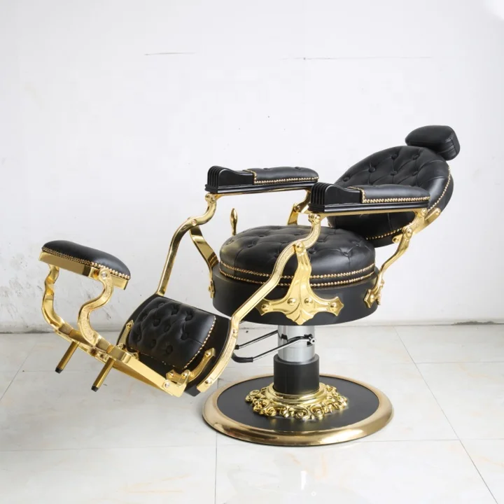 Beauty salon furniture hairdressing shaving chair luxury classics black and gold hair salon chairs