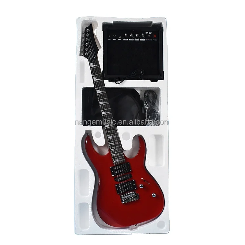 ZLG 6 string Manufacturer Wholesale Unisex Red Color guitar Pro Electric Full Music Guitar Set