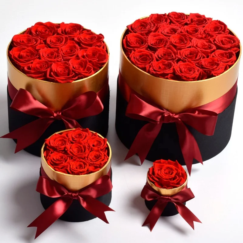 Wholesale preserved roses with gift box hot sale hug bucket for birthday gift or valentines day gifts