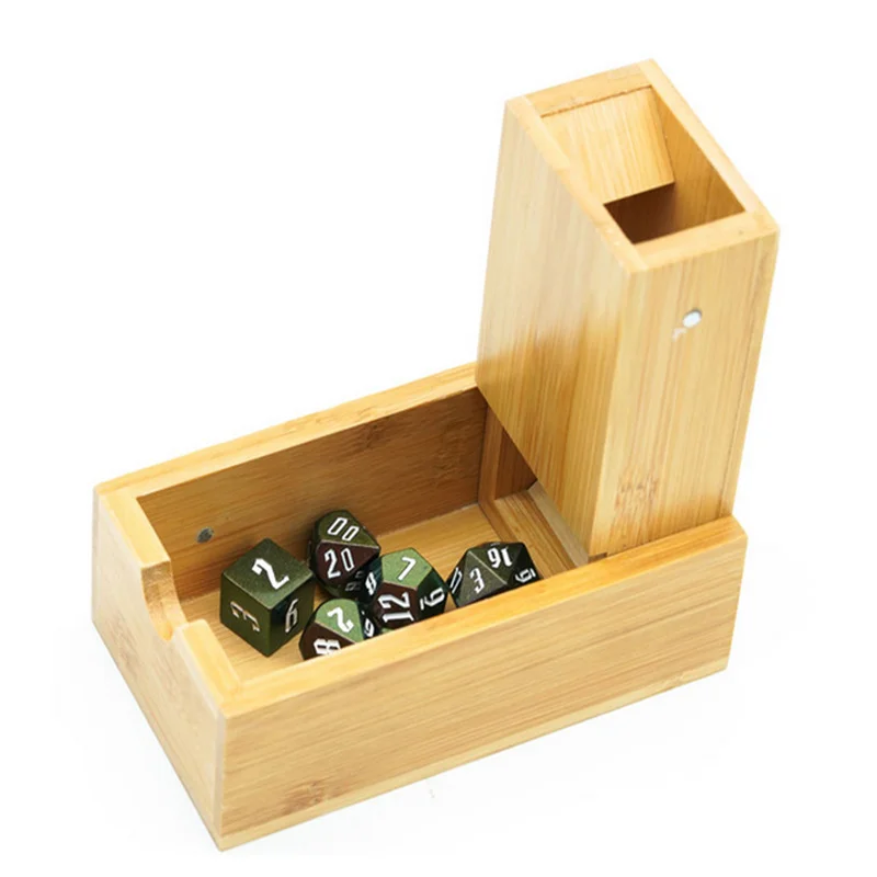 Udixi custom logo dnd bamboo wood dice tower and tray