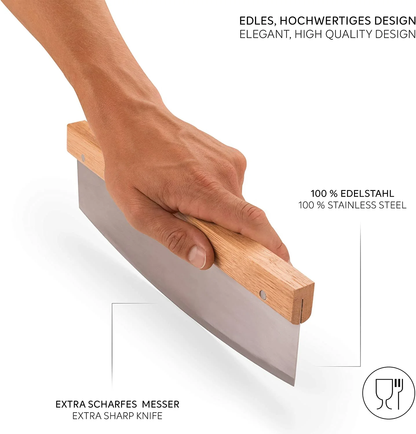 Food Grade 32CM Sharp and Durable Blade Pizza Rocker Knife Stainless Steel Pizza Cutter