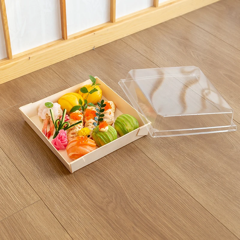Traditional Sushi Box With Lid 6 Compartment Food Container Lunch Japanese Bento Box