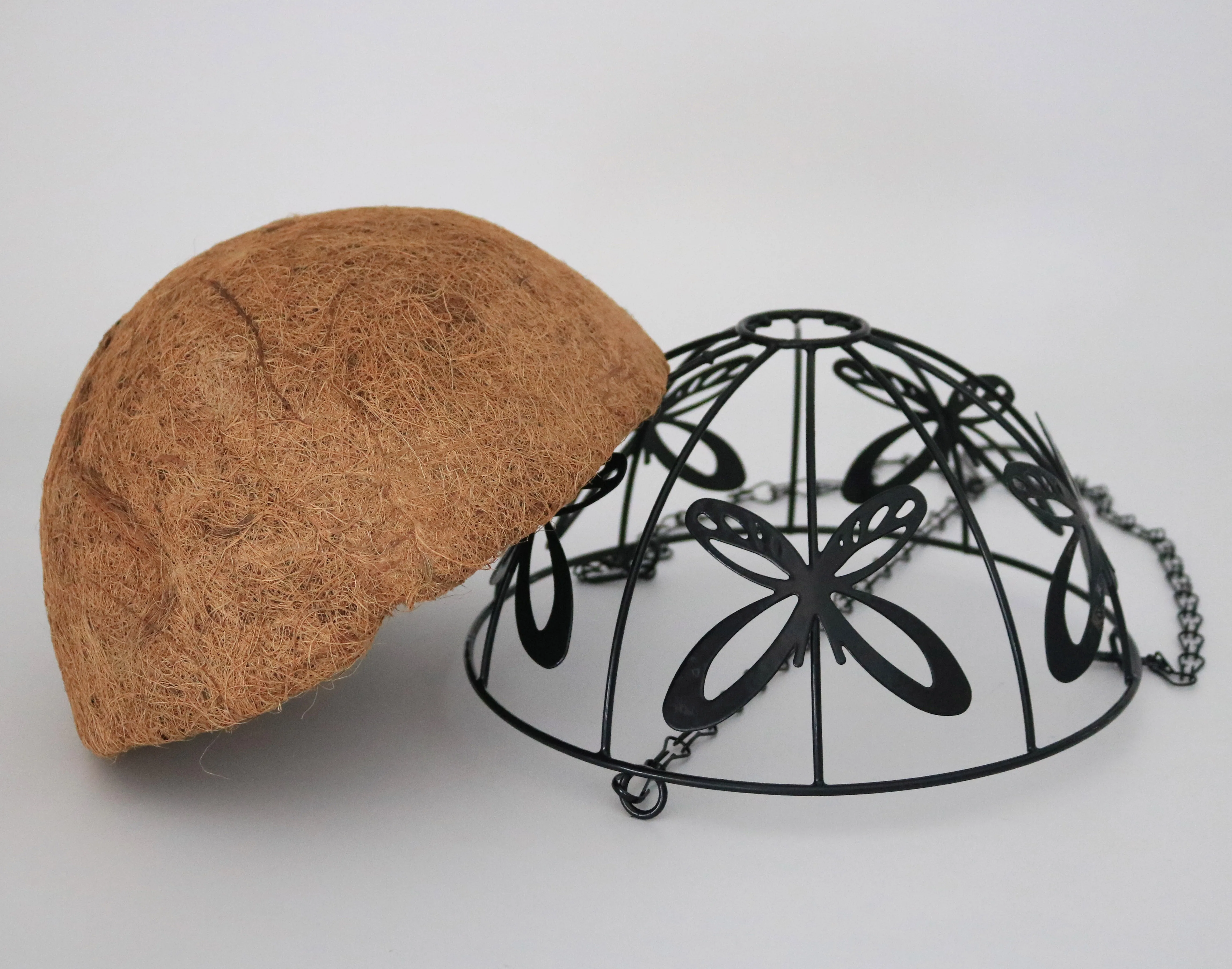 10/12 metal iron wire round hanging garden flower raised planter basket chain holder substitutable coco coir liner