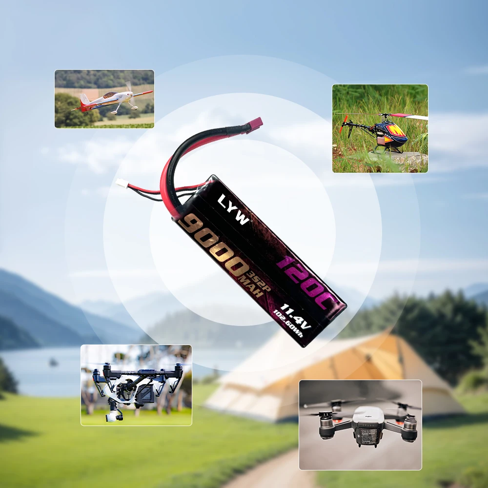 Factory Supply High Energy Density Receiver 6s 22.2V 9000/6000/5200//3700mah 120C For RC model aircraft FPV Lipo Drone Battery