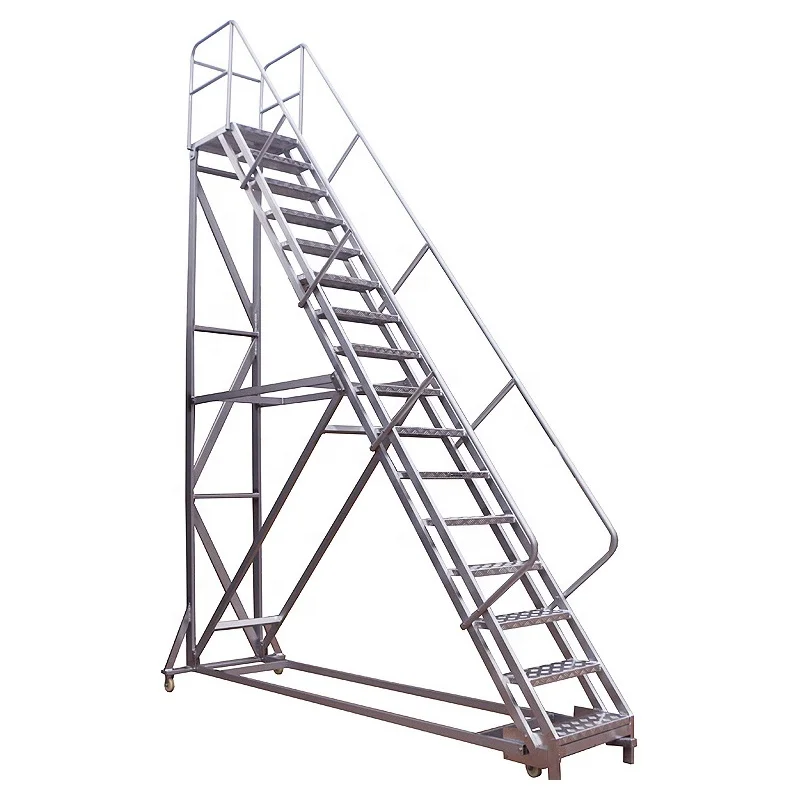 Mobile Safety Step Work Platform Warehouse Ladder For Factory Pick Up Ladder Aluminum Warehouse Ladder