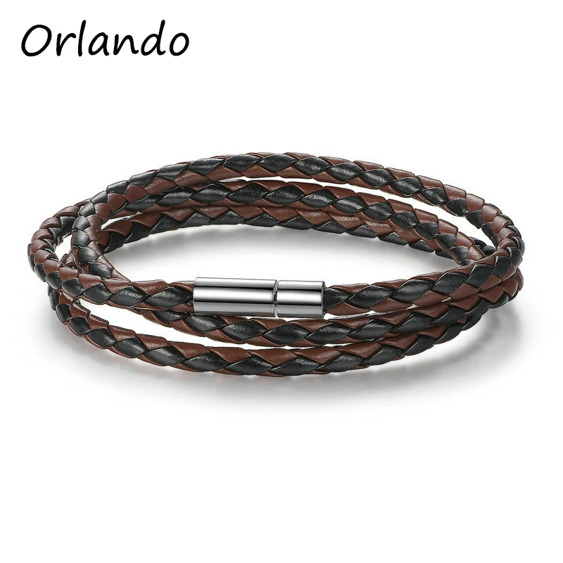 
Magnet buckle woven personalized PU leather bracelet bracelet leather rope 