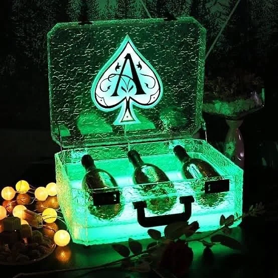 rechargeable ace spade suitcase bottle presenter sign led bottle service glorify presenter for nightclub