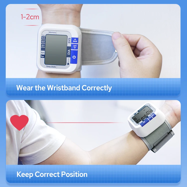 TRANSTEK MINI Portable Quiet Pump Automatic Digital BP Meter Sphygmomanometer Wrist Blood Pressure Monitor