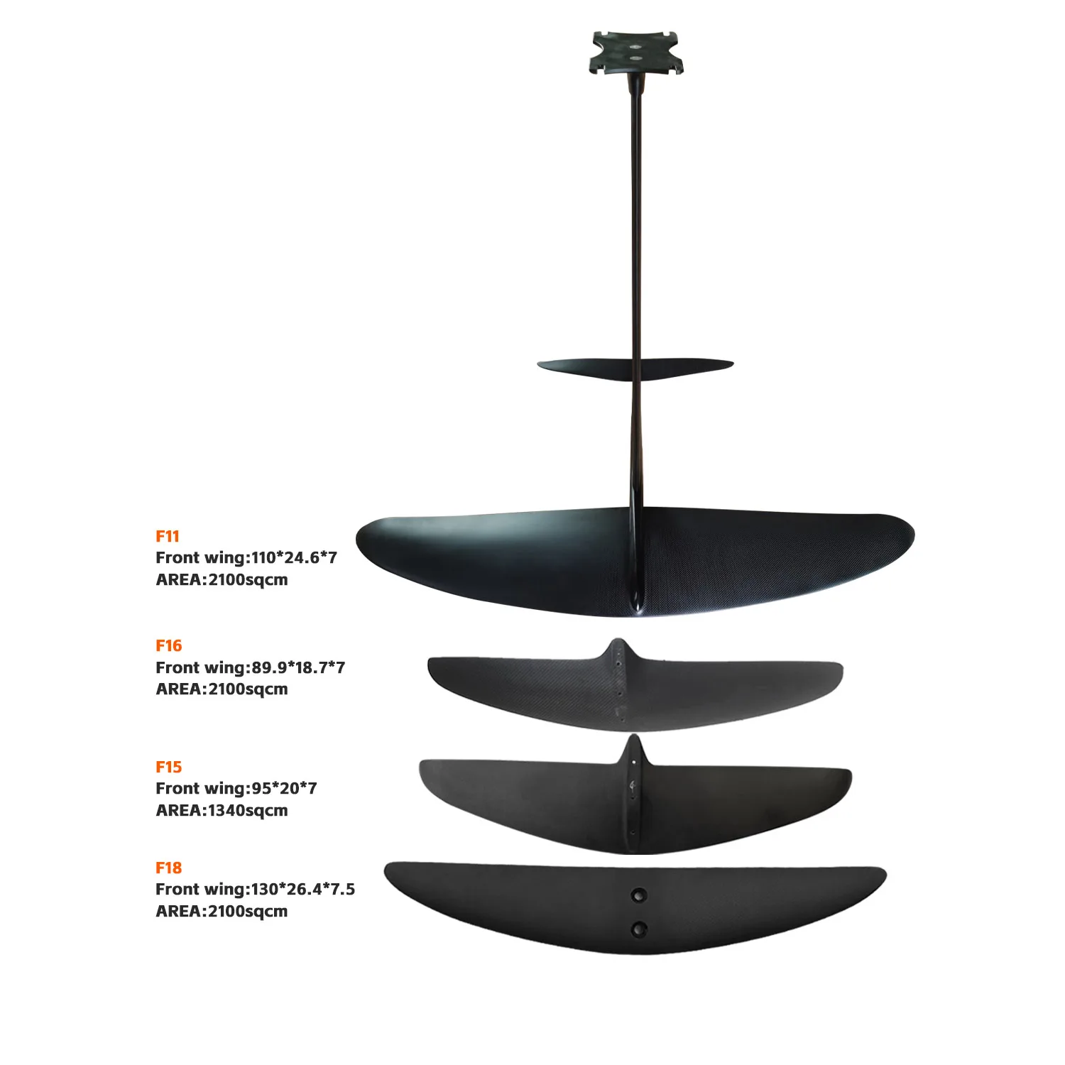 Universal Outdoor Surfing Foil Set black Aluminum and Carbon F11 F15 F16 F18 Water Sports kite surf Front Wing Hydrofoil