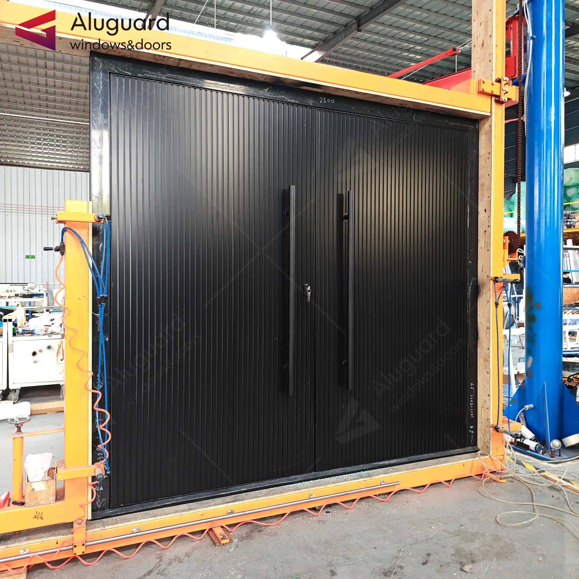 Exterior entry double front door with glass residential security aluminium main door designs double door