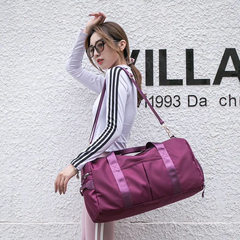 JANHE Wholesale Custom Waterproof Gym Sport Ladies Pink Travel Handbags Luggage Spend The Night Duffle Weekender Bag Woman