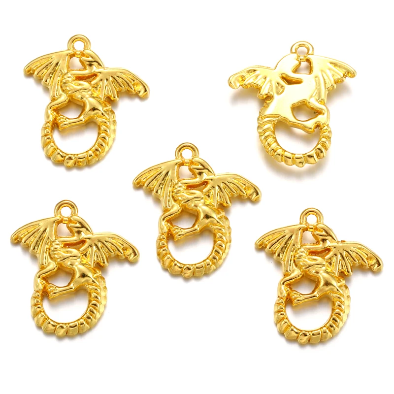 5 colors  Alloy Flying Dragon charm For Bracelets Necklaces Key buckle Pendant Diy Jewelry Making 21*22mm D818