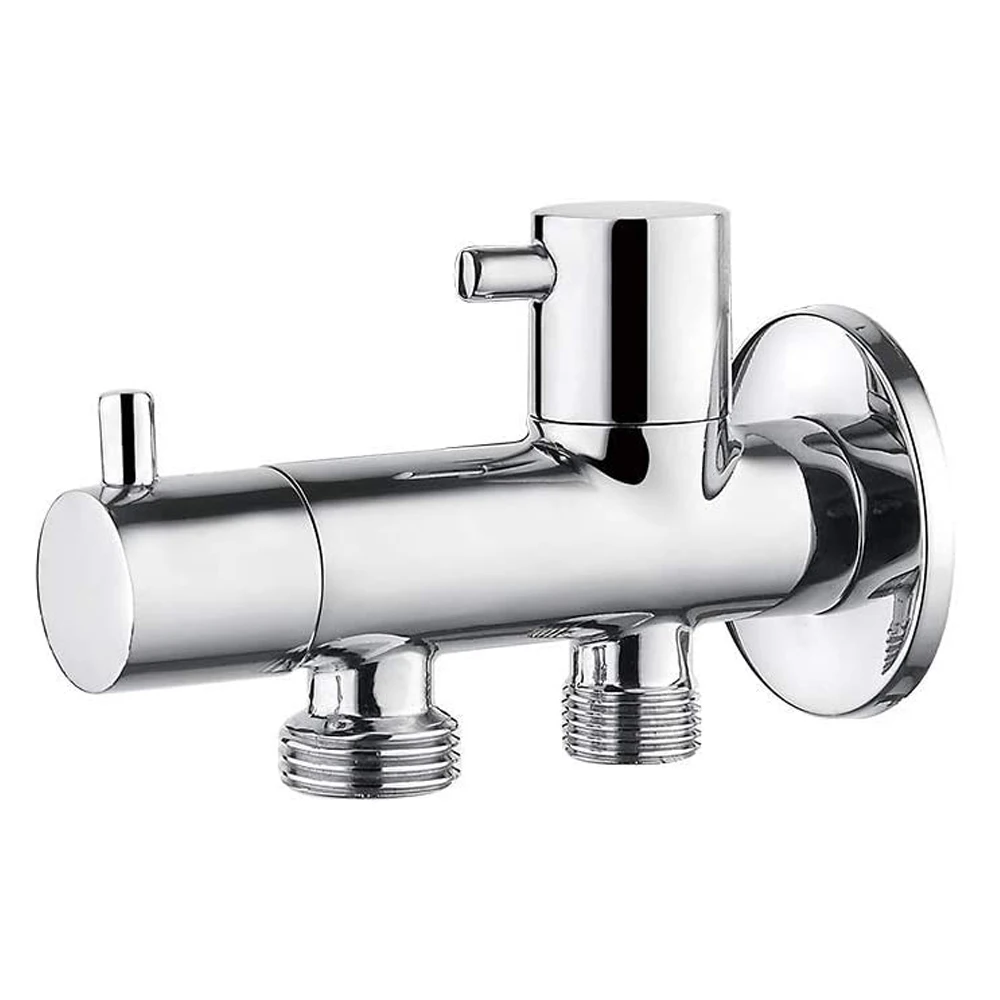 Corner Control Valve with Handle for Hand Shower Toilet Sink for Household and Industry Angle Valve for 2 Connections 1/2 Inch